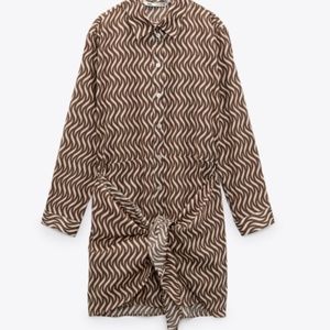 ZARA Printed Long Sleeve Mini Dress